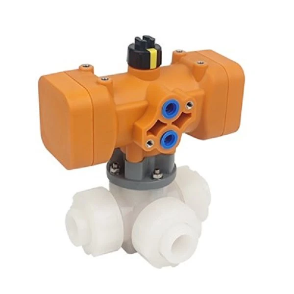 Pneumatic PVDF 3 Way Ball Valve